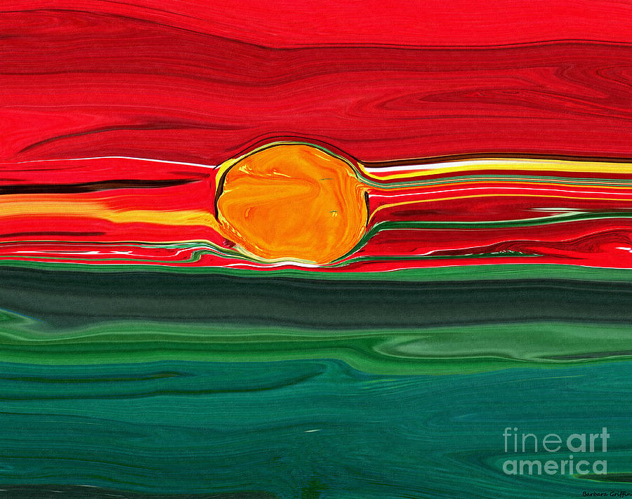 Blazing Red Sky Painting by Barbara A Griffin