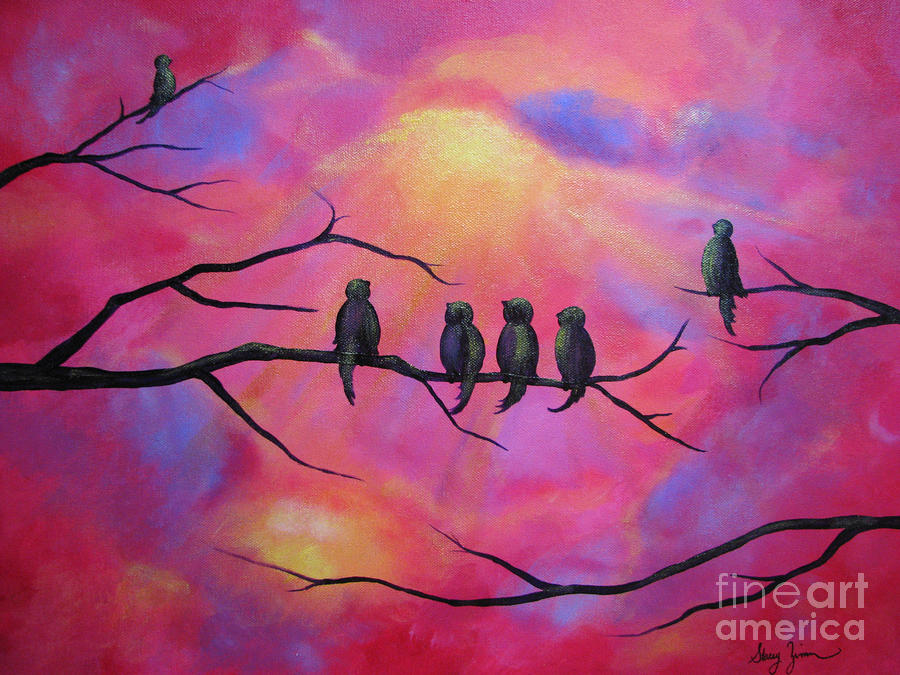 Blazing Ruby Sky Painting by Stacey Zimmerman