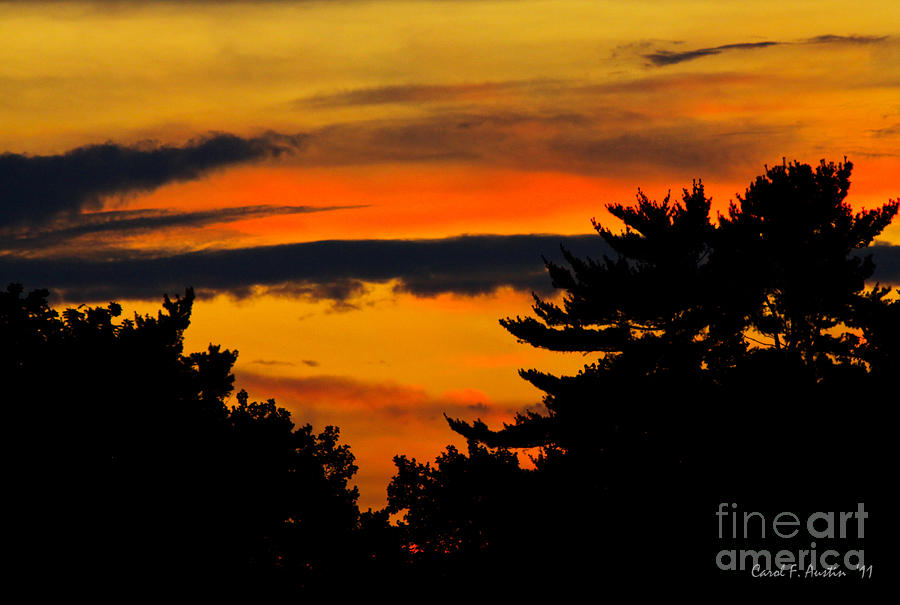 Blazing Sunset Panorama Photograph by Carol F Austin