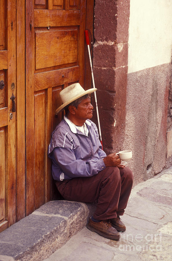 BLIND BEGGAR San Miguel de Allende Mexico Photograph by John  Mitchell