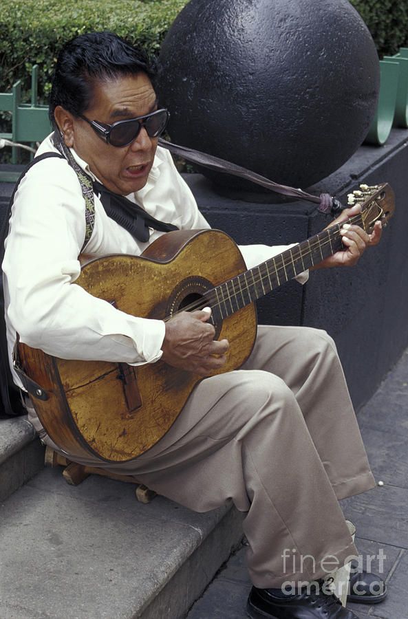 BLIND STREET MUSICIAN Mexico City Photograph by John  Mitchell