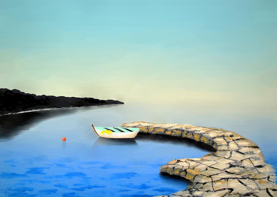 Boat Painting - Blissful Mediterranean by Larry Cirigliano