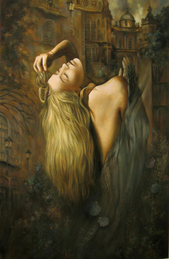 Nude Painting - Blond hear woman by Ema Radovanovic