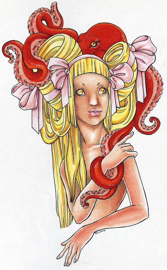 Octopus Drawing - Blondie by Trissa Tilson