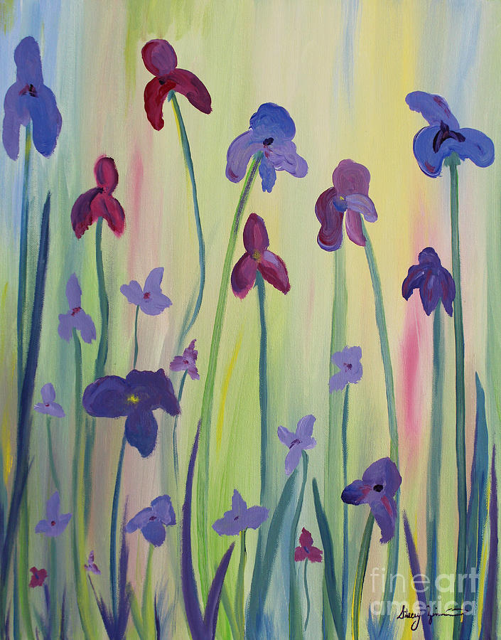 Blooming Irises Painting by Stacey Zimmerman