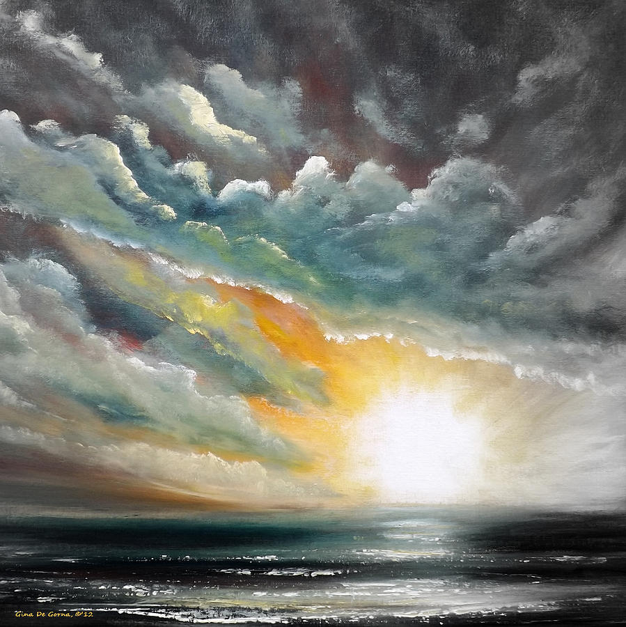 Sunset Painting - Blown Away - Square Painting by Gina De Gorna