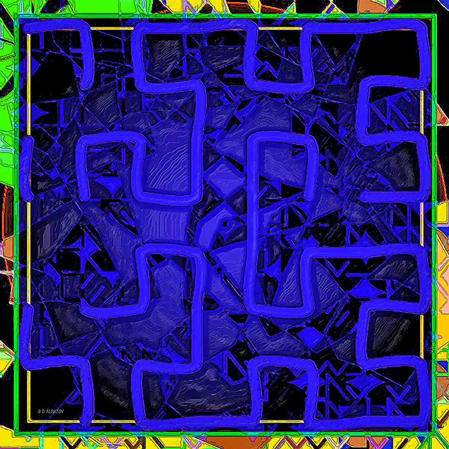 Blue Black Maze Digital Art by Dee Flouton