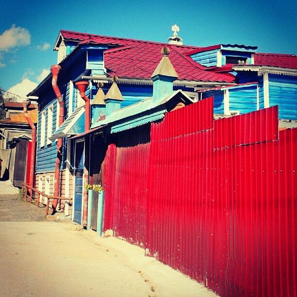 Architecture Photograph - #blue & #red #house From #sergijevposad by Linandara Linandara
