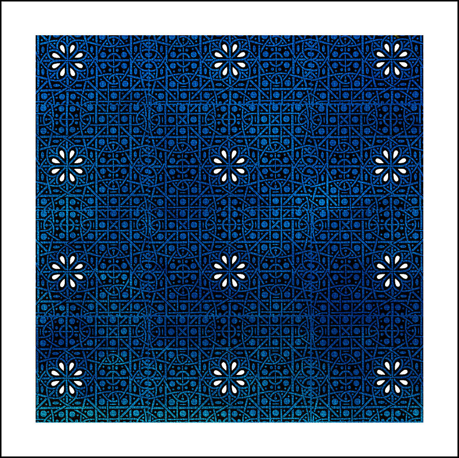 Blue and White Tile Digital Art by Bonnie Bruno