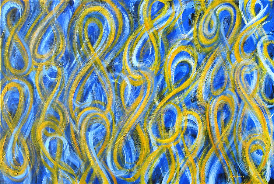 Blue and Yellow Figure-Eight Study No.2 Painting by Michael Morgan