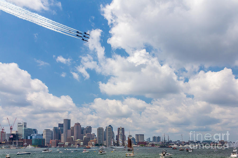 Blue Angels over Boston Photograph by Susan Cole Kelly