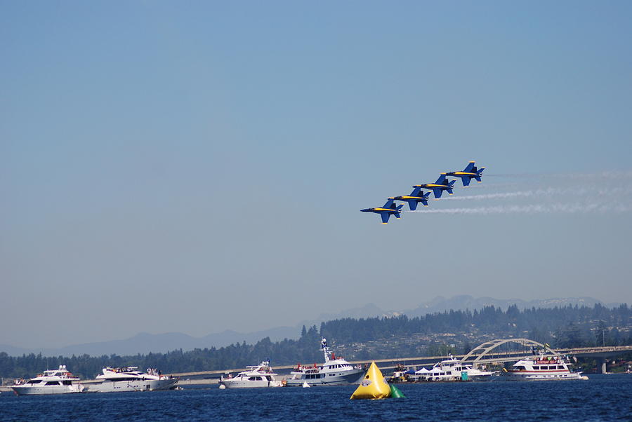 Blue Angels Over Seafair Photograph by Michael Merry