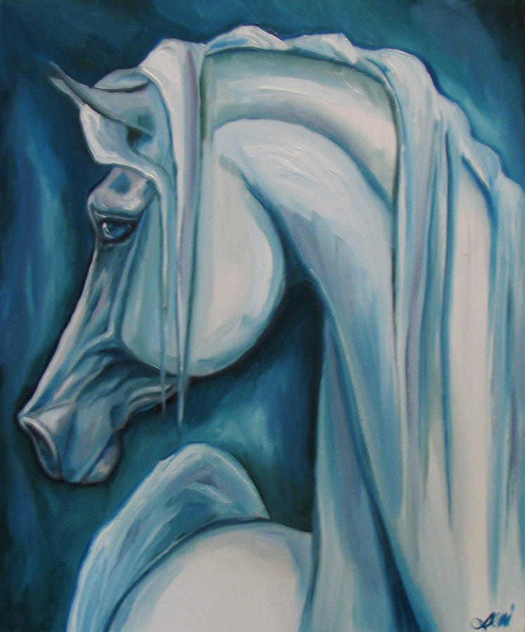 Horse Painting - Blue Arabian by Leni Tarleton