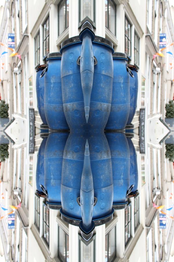 Blue Barrels Distort Quad Digital Art by Lauren Serene
