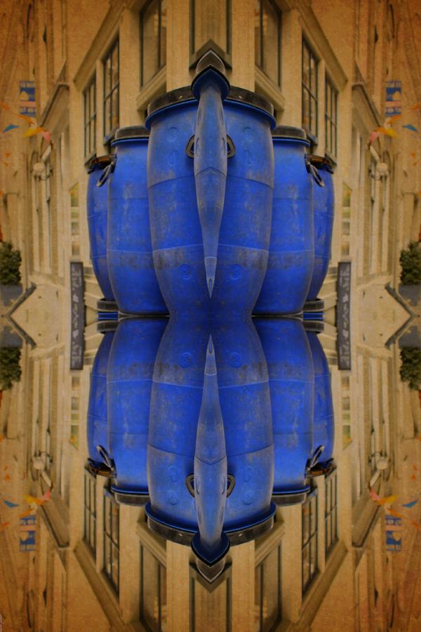 Blue Barrels Distort Vint Digital Art by Lauren Serene