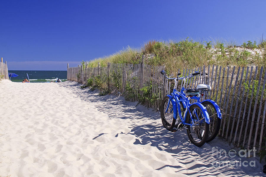 Summer Photograph - Blue Beach Bikes by Kelly S Andrews