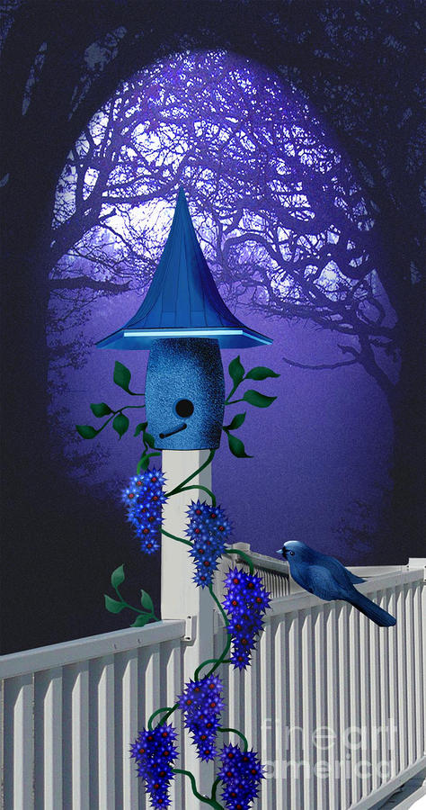 Blue Birds Summer House Digital Art by Lois Mountz