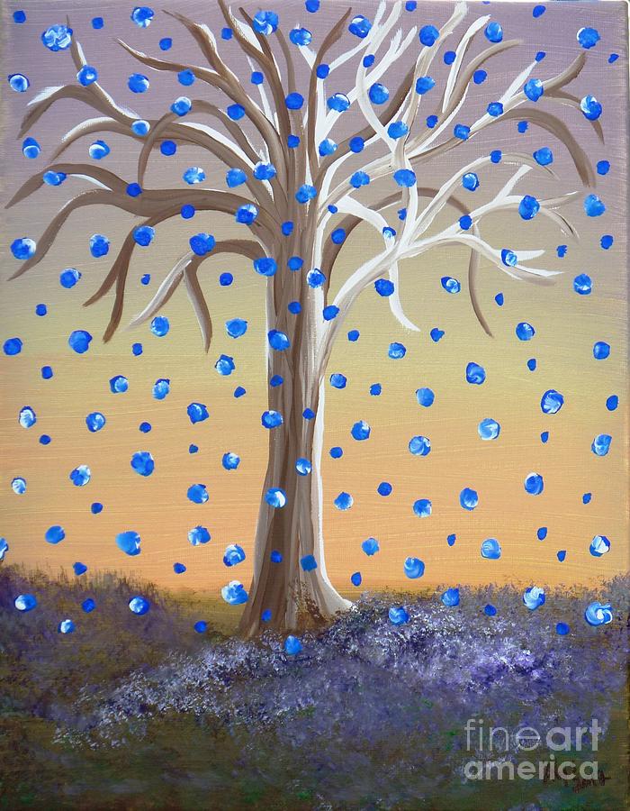 Blue-blossomed Wishing Tree Painting by Alys Caviness-Gober