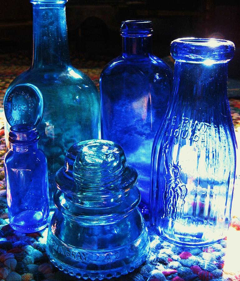 Old Blue Bottles Photograph by John Scates