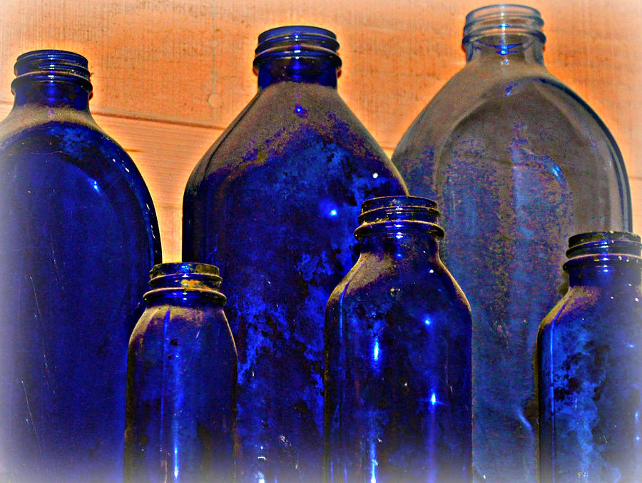Bottle Photograph - Blue Bottles by Marty Koch