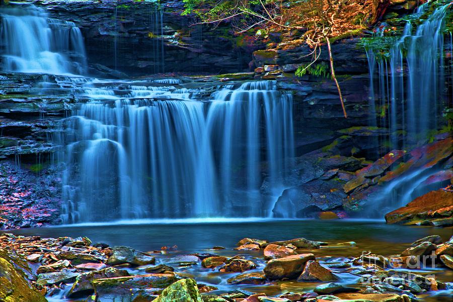 Waterfall Photograph - Blue Cascades by Adam Jewell