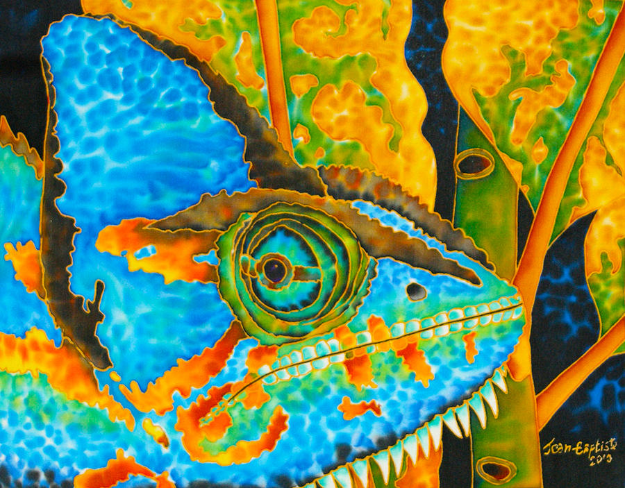 Blue Chameleon  Painting by Daniel Jean-Baptiste