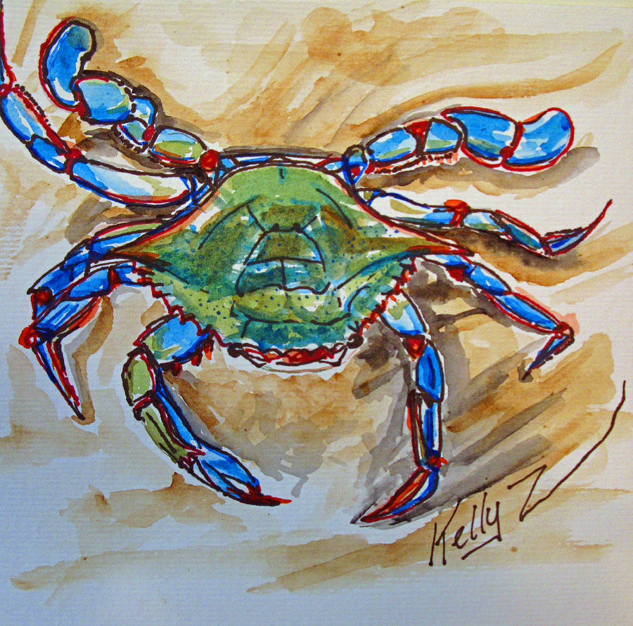 Blue Crab Blues Painting by Kelly Smith