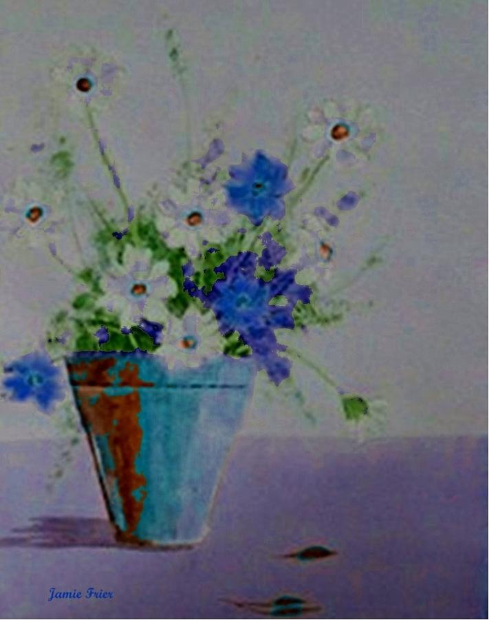 Blue Daisies Painting by Jamie Frier
