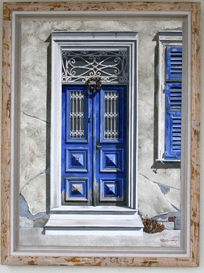 Blue door Painting by Costis Hatzioannou - Fine Art America