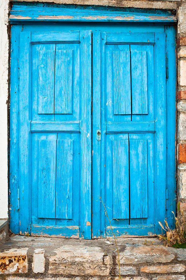 Barn Photograph - Blue door by Tom Gowanlock
