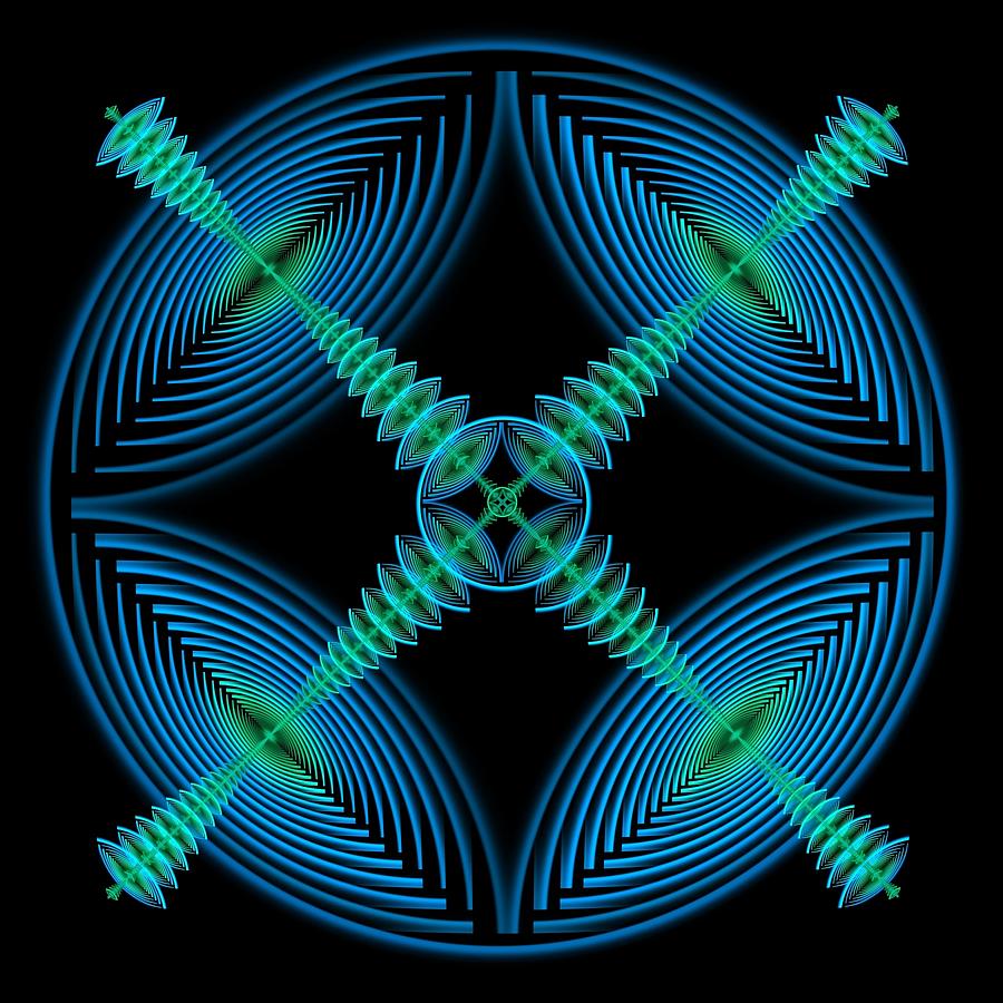 Blue Elliptic mandala Digital Art by Rick Chapman