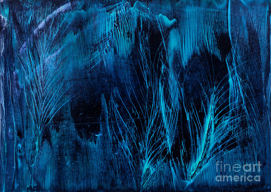 Blue feathers background art Painting by Simon Bratt