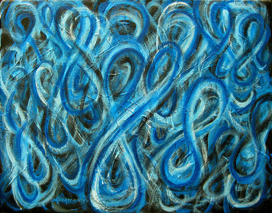 Blue Figure Eight Study Number One Painting by Michael Morgan