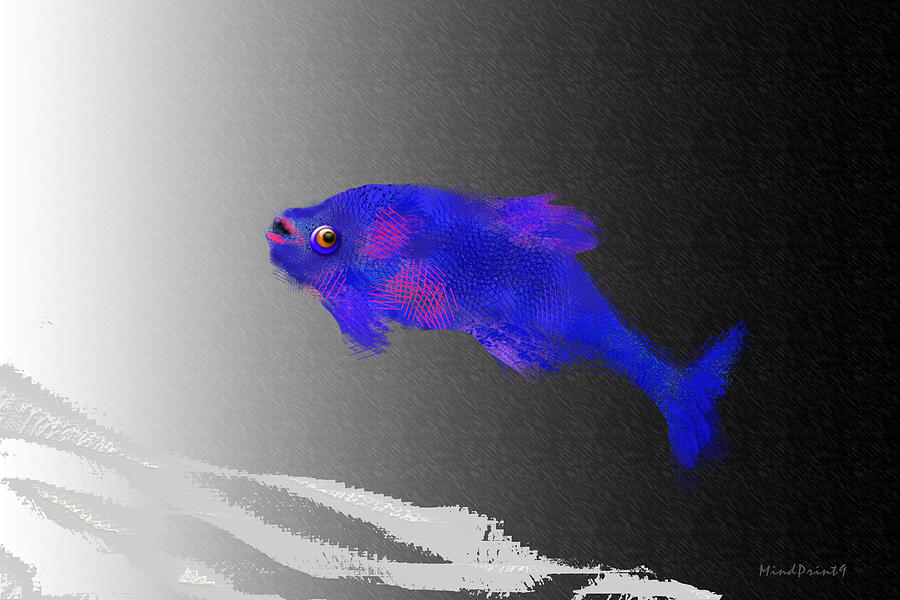 Blue Fish Digital Art by Asok Mukhopadhyay