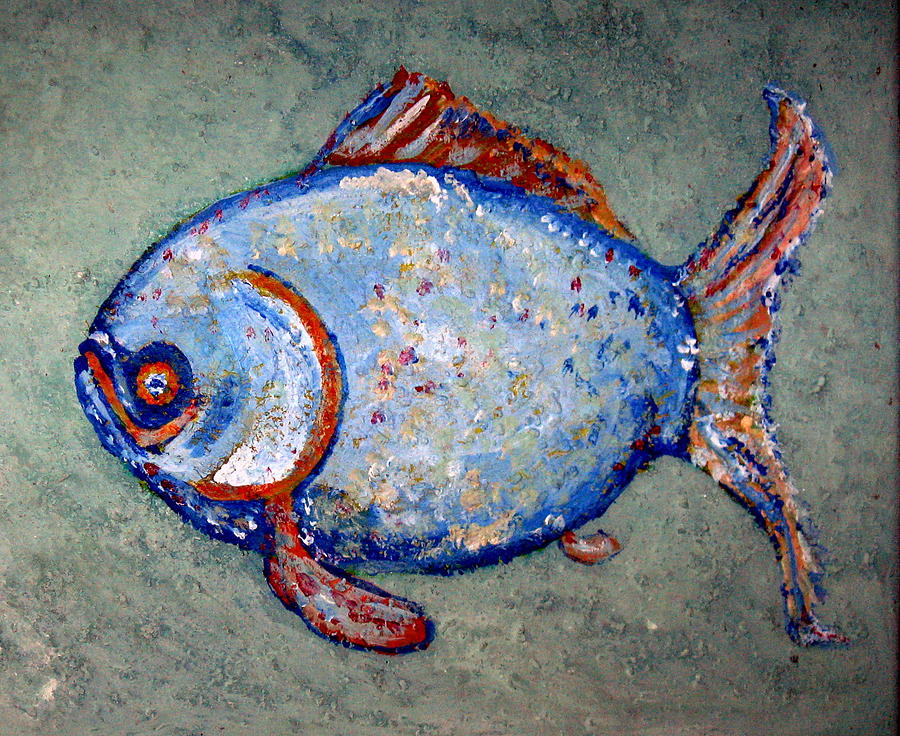 Blue Fish Painting by Jane Williams Clayton