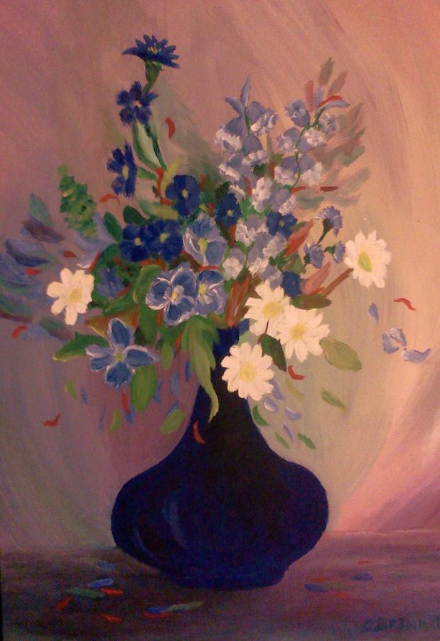 Blue Flowers 2 Painting by Christy Saunders Church