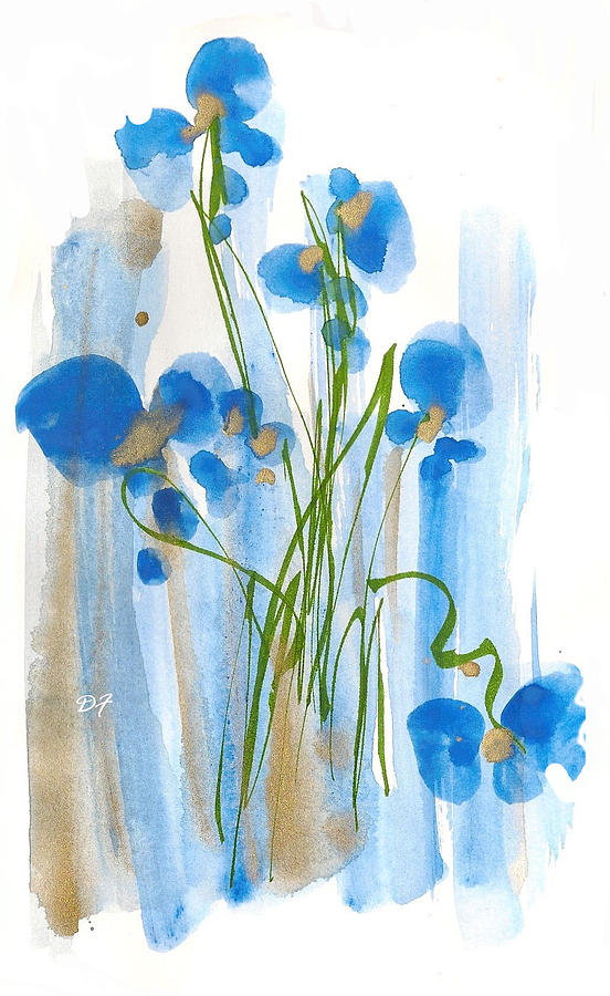 Blue Flowers Drawing by Darlene Flood