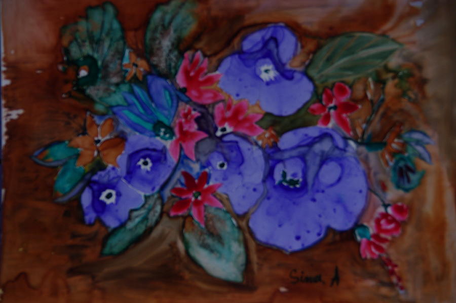 Blue flowers Painting by Sima Amid Wewetzer