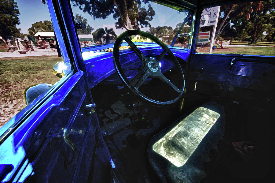 Blue Ford Interior Digital Art by Michael Thomas