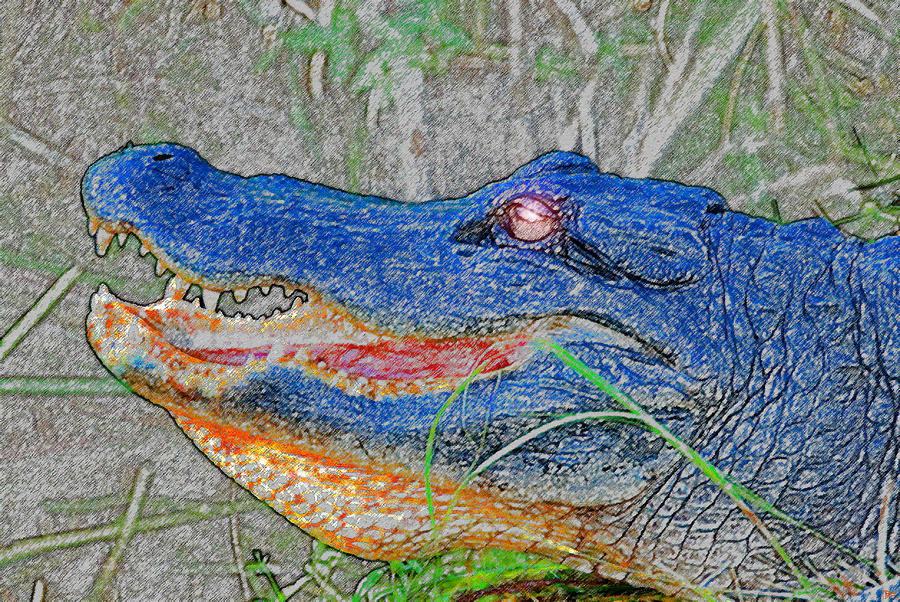 Blue Gator Painting by David Lee Thompson