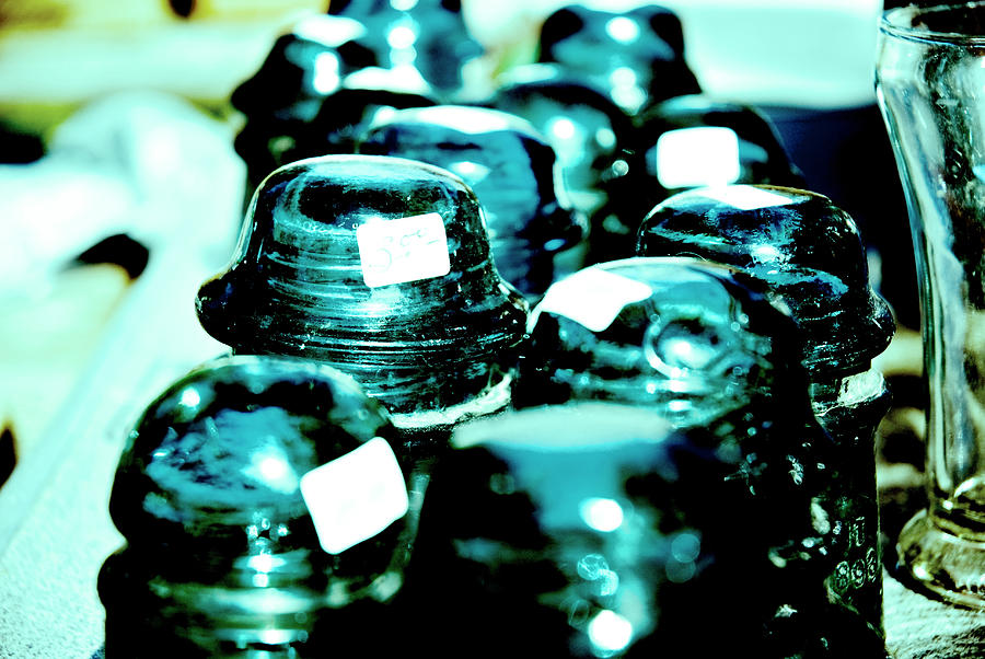 Ball Canning Jars Photograph - Blue Glass by Laurianna Murray