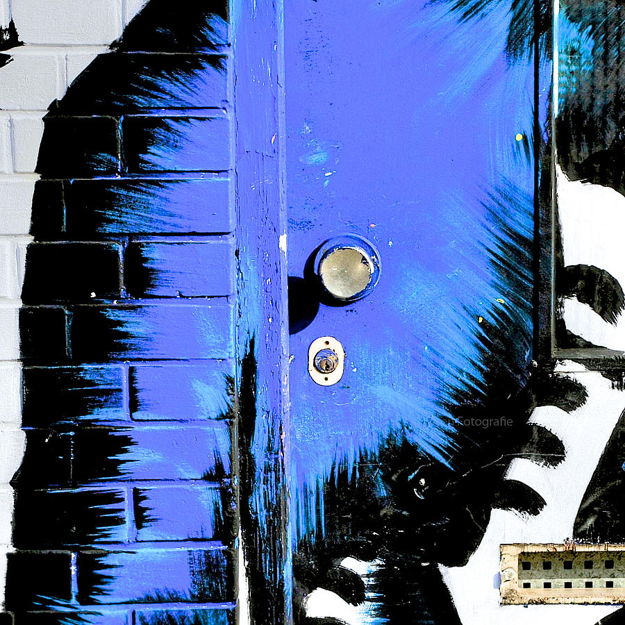 Door Photograph - Blue Graffiti Door by Ferry Ten Brink