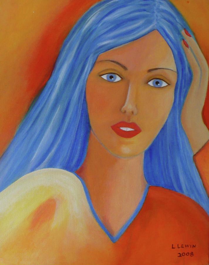 Blue Hair Lady Painting by Linda Lewin - Fine Art America