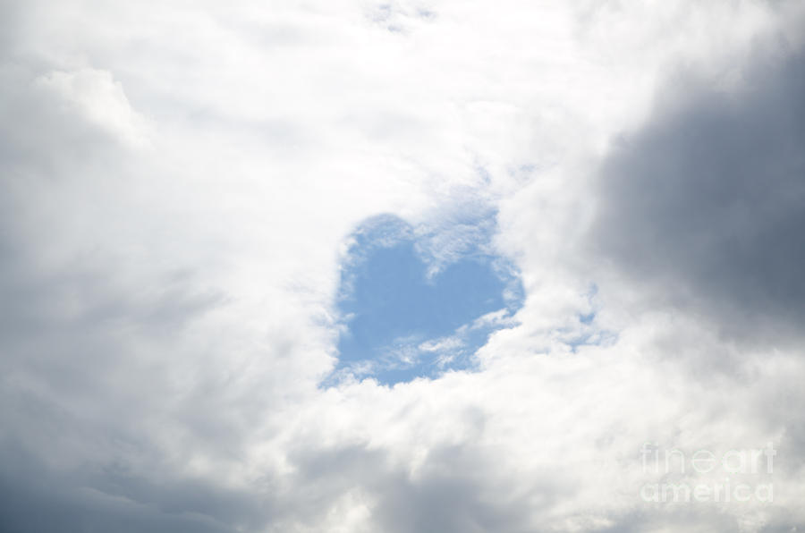 Heart Photograph - Blue heart in sky by Mats Silvan