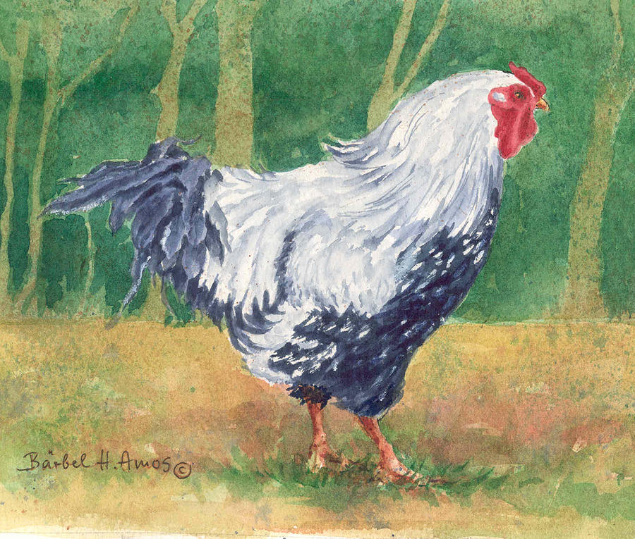 Blue Hen  Painting by Barbel Amos