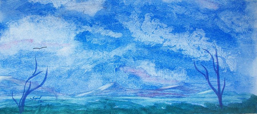 Mountain Painting - Blue Horizon by Spencer  Joyner