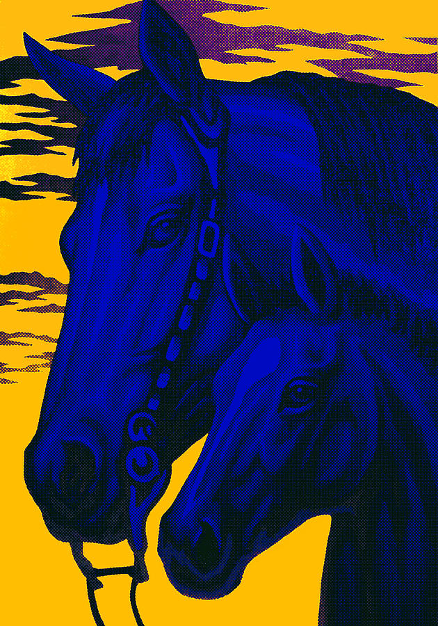 Blue Horses Painting by Steve Fields