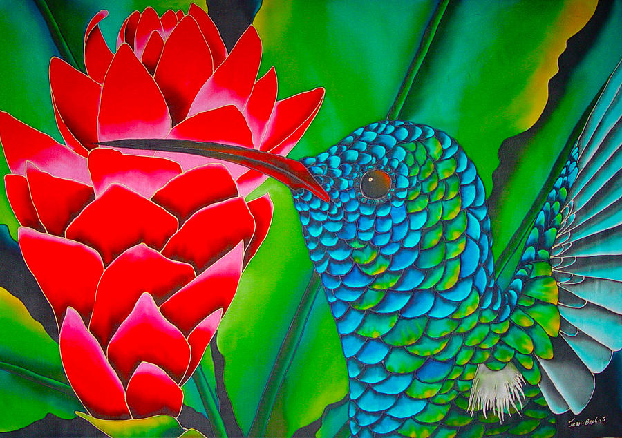Blue Hummingbird - Exotic Bird Painting by Daniel Jean-Baptiste