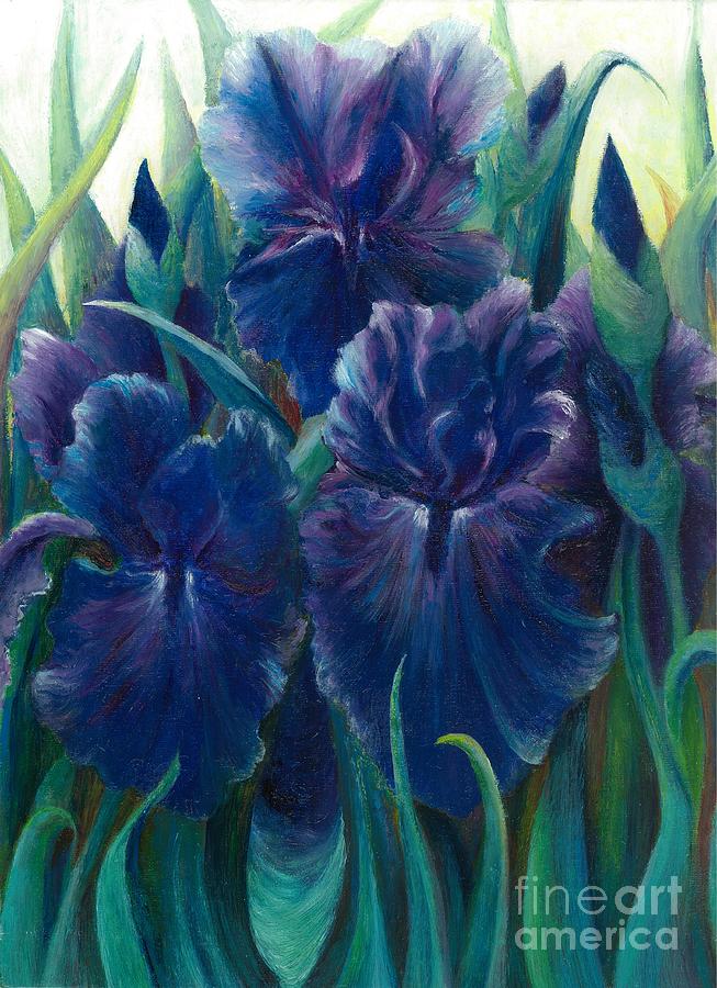 Blue Iris Painting by Barbara Anna Cichocka