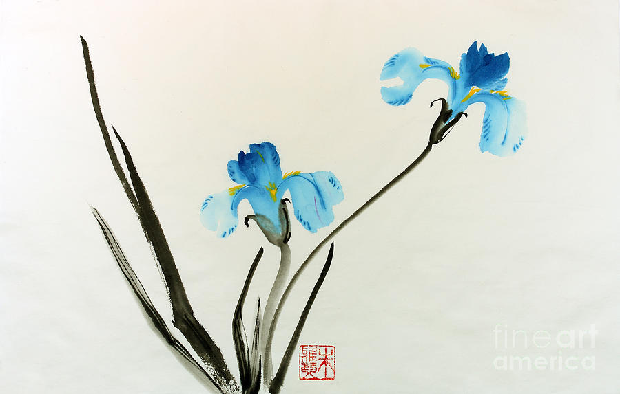 blue iris II Painting by Yolanda Koh